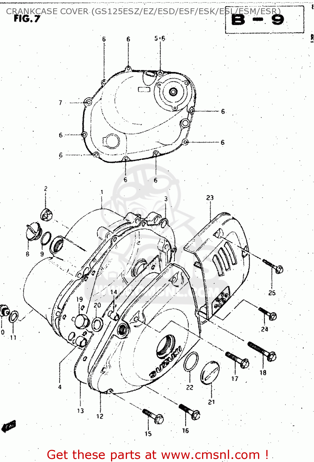 CRANKCASE COVER (GS125ESZ/EZ/ESD/ESF/ESK/ESL/ESM/ESR) GS125E 1982 (Z) SWEDEN (E17)
