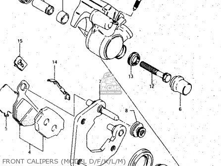 FRONT CALIPERS (MODEL D/F/K/L/M) - GS125E 1982 (Z) SWEDEN (E17)