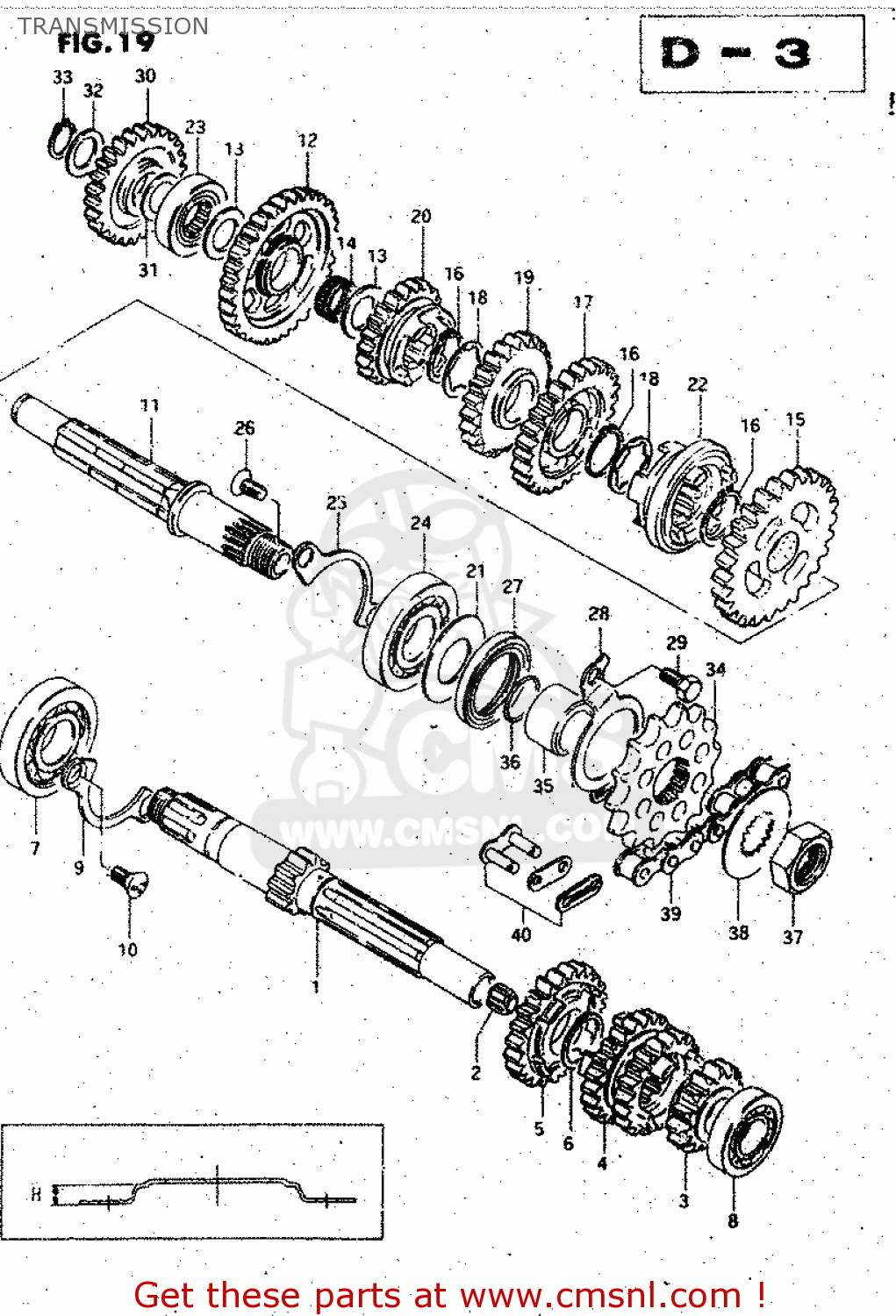 TRANSMISSION GS125ES 1982 (Z) (E01 E02 E04 E18 E24 E39)