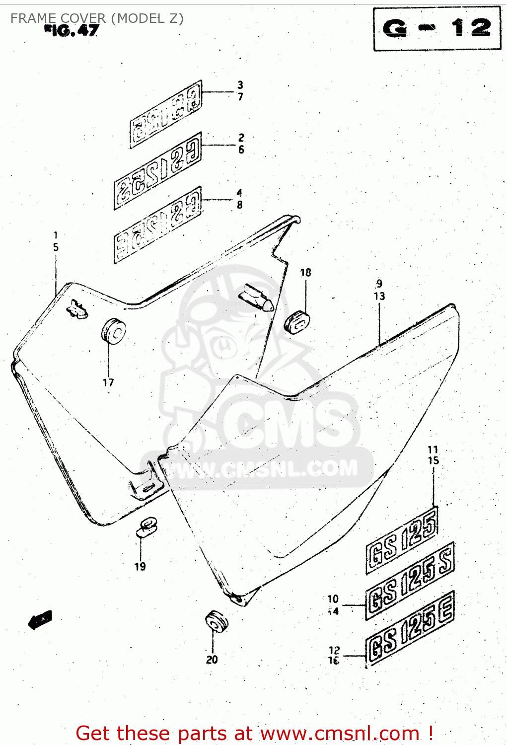 FRAME COVER (MODEL Z) GS125ES 1982 (Z) (E01 E02 E04 E18 E24 E39)