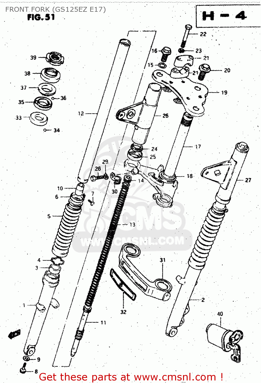 FRONT FORK (GS125EZ E17) GS125ES 1982 (Z) (E01 E02 E04 E18 E24 E39)
