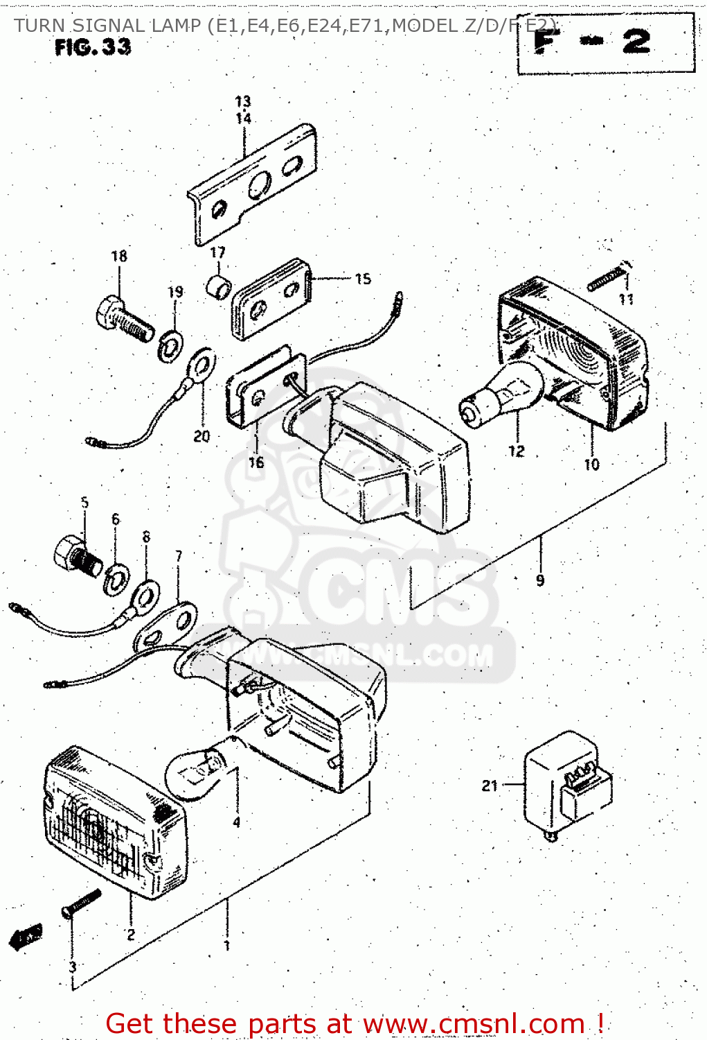 TURN SIGNAL LAMP (E1,E4,E6,E24,E71,MODEL Z/D/F E2) GS125ES 1983 (D) (E01 E02 E04 E06 E15 E18 E24 E30 E34 E39)