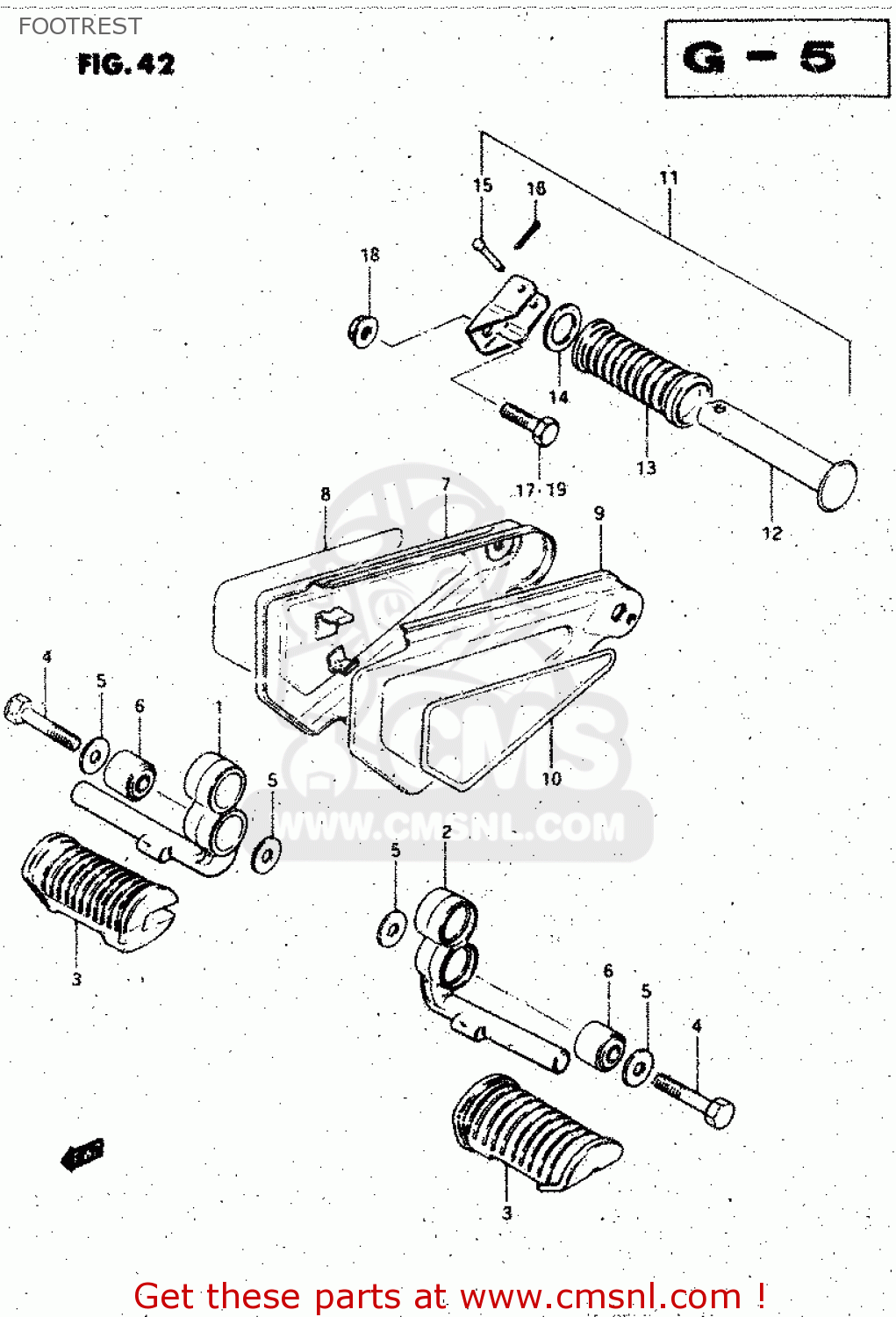FOOTREST GS125ES 1983 (D) (E01 E02 E04 E06 E15 E18 E24 E30 E34 E39)