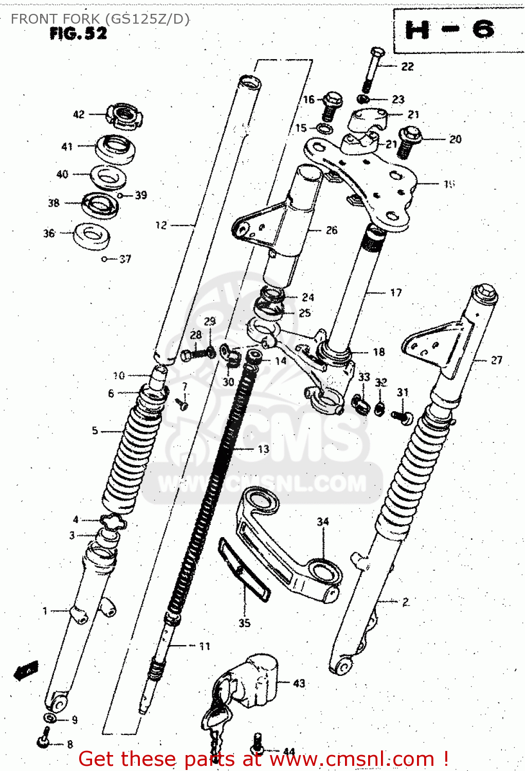 FRONT FORK (GS125Z/D) GS125ES 1983 (D) (E01 E02 E04 E06 E15 E18 E24 E30 E34 E39)
