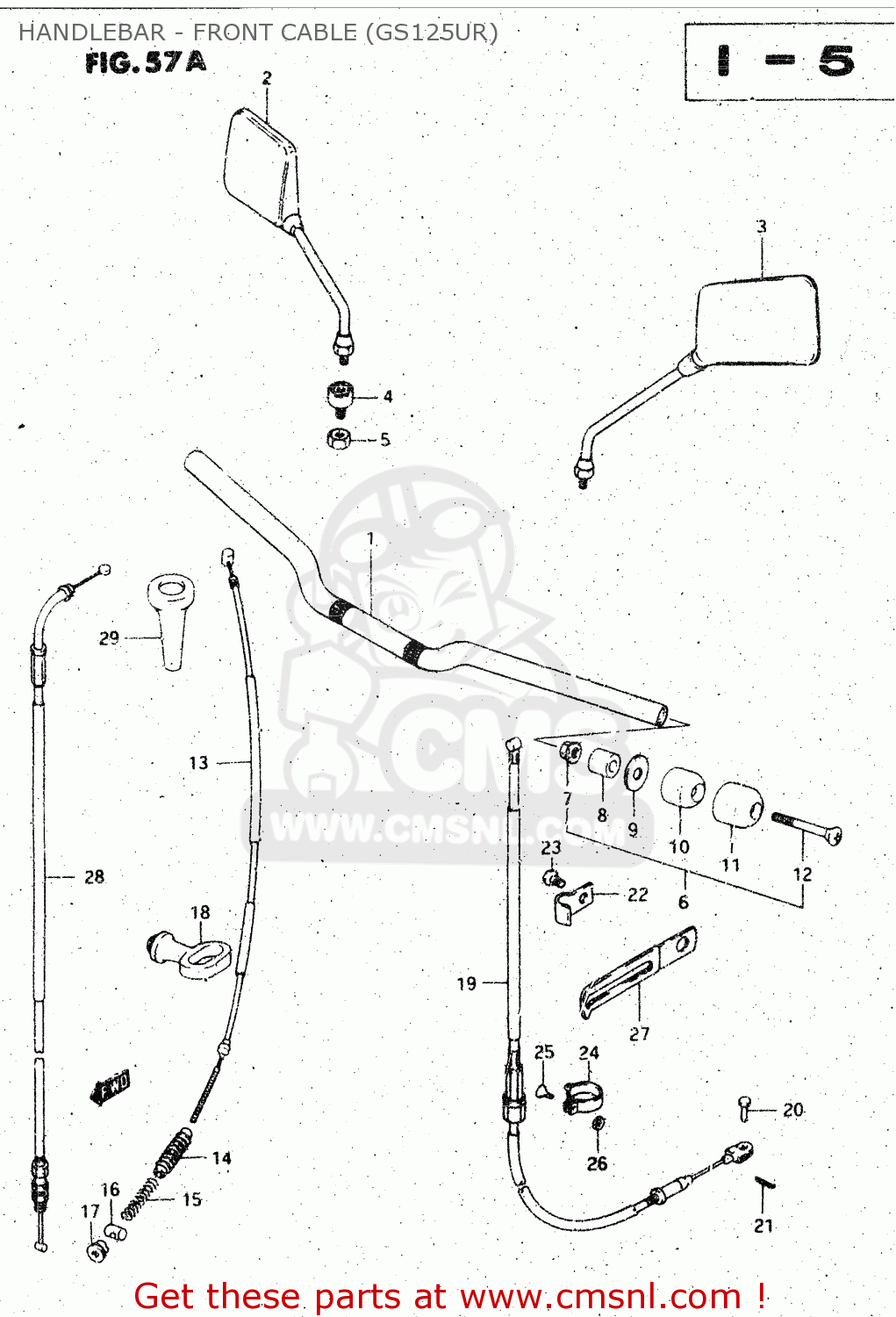 HANDLEBAR - FRONT CABLE (GS125UR) GS125ES 1983 (D) (E01 E02 E04 E06 E15 E18 E24 E30 E34 E39)