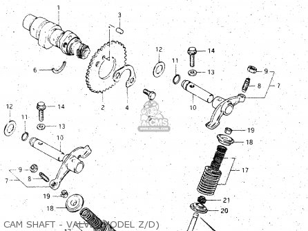 CAM SHAFT - VALVE (MODEL Z/D) - GS125ES 1983 (D) (E01 E02 E04 E06 E15 E18 E24 E30 E34 E39)