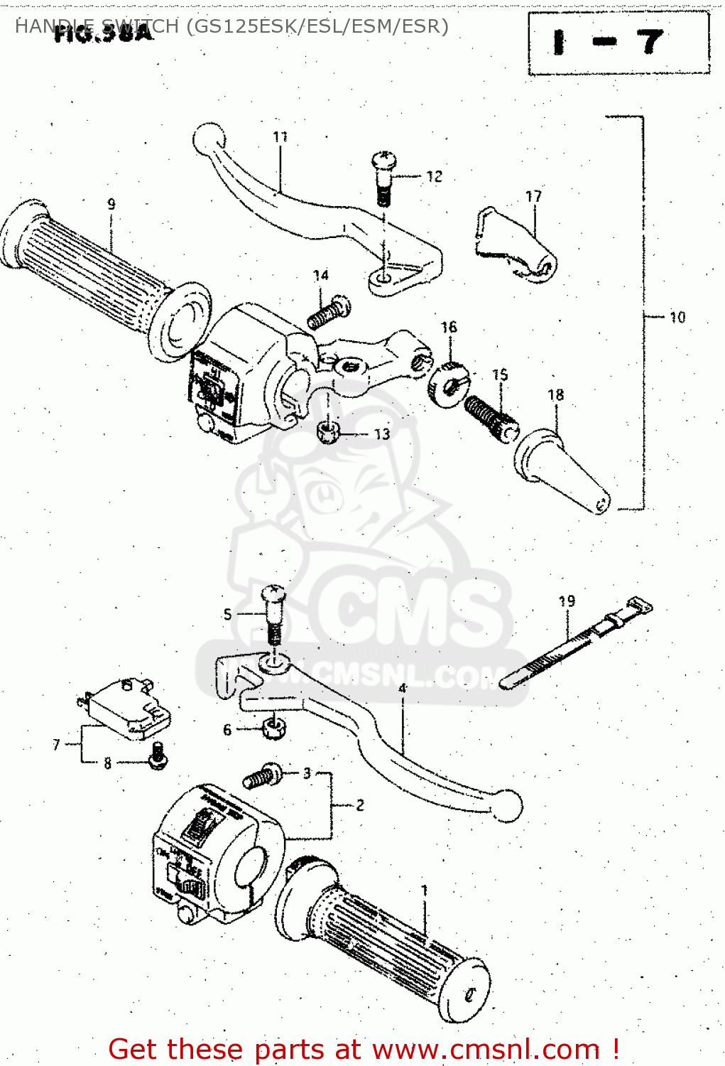 HANDLE SWITCH (GS125ESK/ESL/ESM/ESR) GS125ES 1985 (F) (E01 E02 E04 E15 E24)