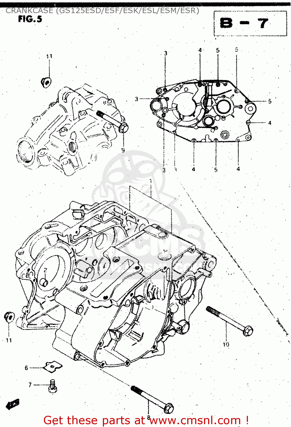 CRANKCASE (GS125ESD/ESF/ESK/ESL/ESM/ESR) GS125ES 1985 (F) (E01 E02 E04 E15 E24)