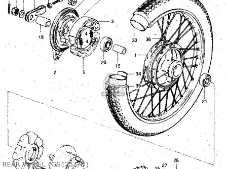 REAR WHEEL (GS125Z/D) - GS125ES 1985 (F) (E01 E02 E04 E15 E24)