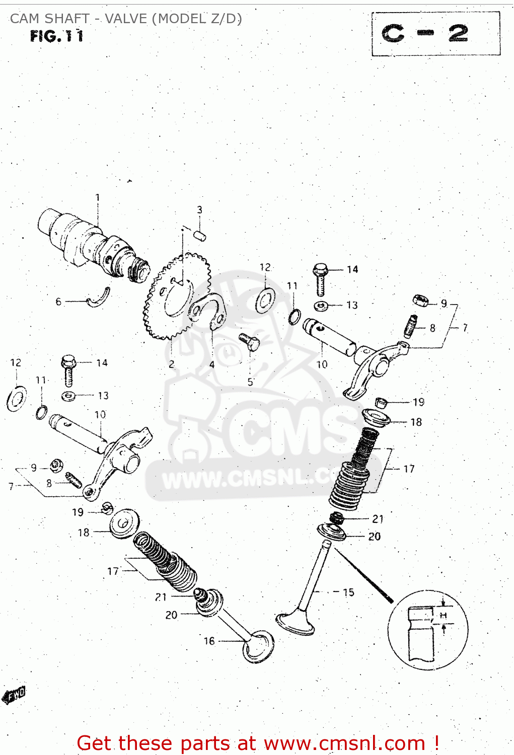 CAM SHAFT - VALVE (MODEL Z/D) GS125ES 1989 (K) GENERAL EXP UNITED KINGDOM AUSTRALIA (01 02 24)