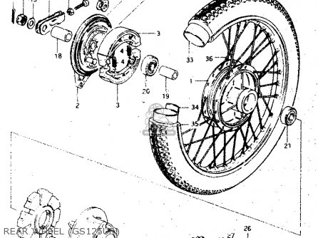 REAR WHEEL (GS125UR) - GS125ES 1989 (K) GENERAL EXP UNITED KINGDOM AUSTRALIA (01 02 24)