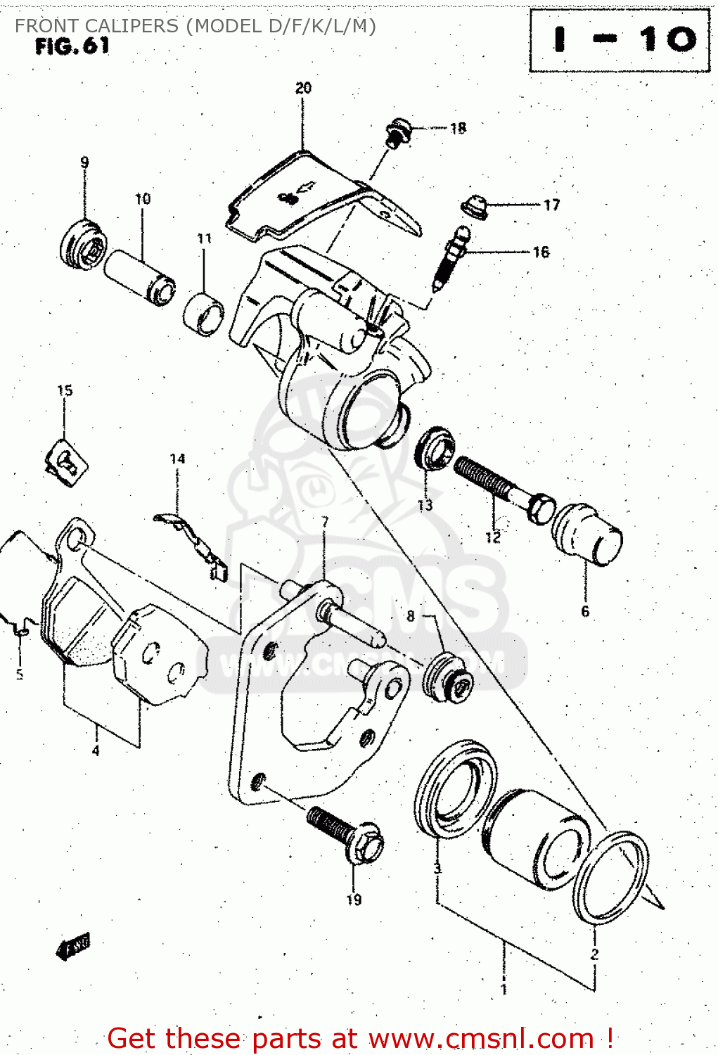FRONT CALIPERS (MODEL D/F/K/L/M) GS125ES 1990 (L) AUSTRALIA (E24)