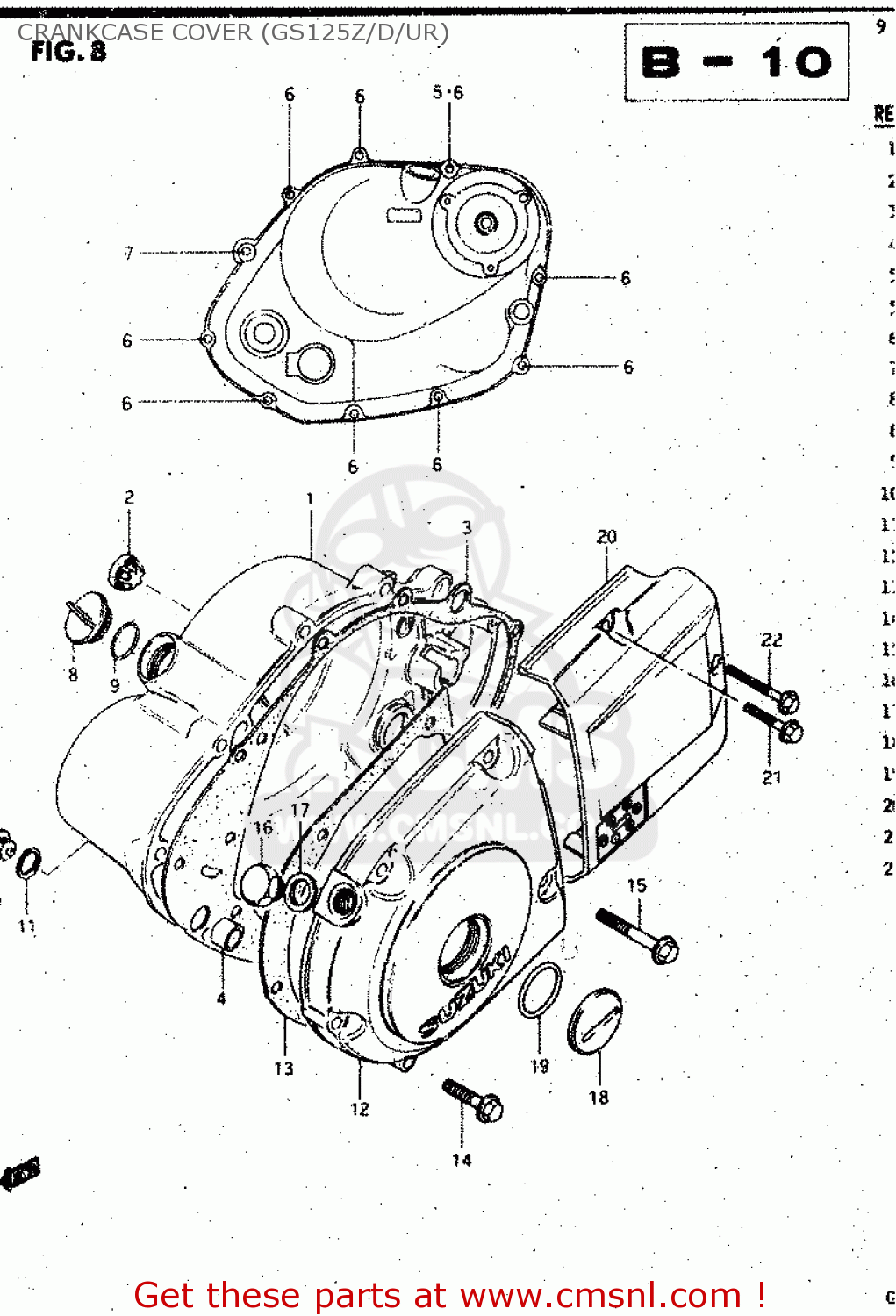CRANKCASE COVER (GS125Z/D/UR) GS125ES 1991 (M) GENERAL EXP UNITED KINDOM AUSTRALIA (01 02 24)