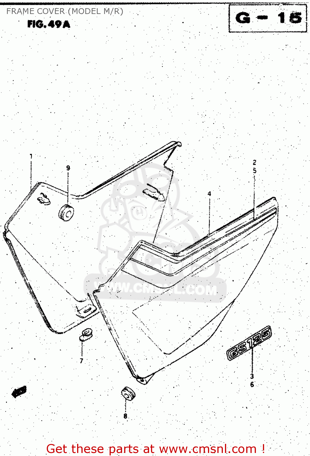 FRAME COVER (MODEL M/R) GS125ES 1994 (R) GENERAL EXPORT UNITED KINGDOM (E01 E02)