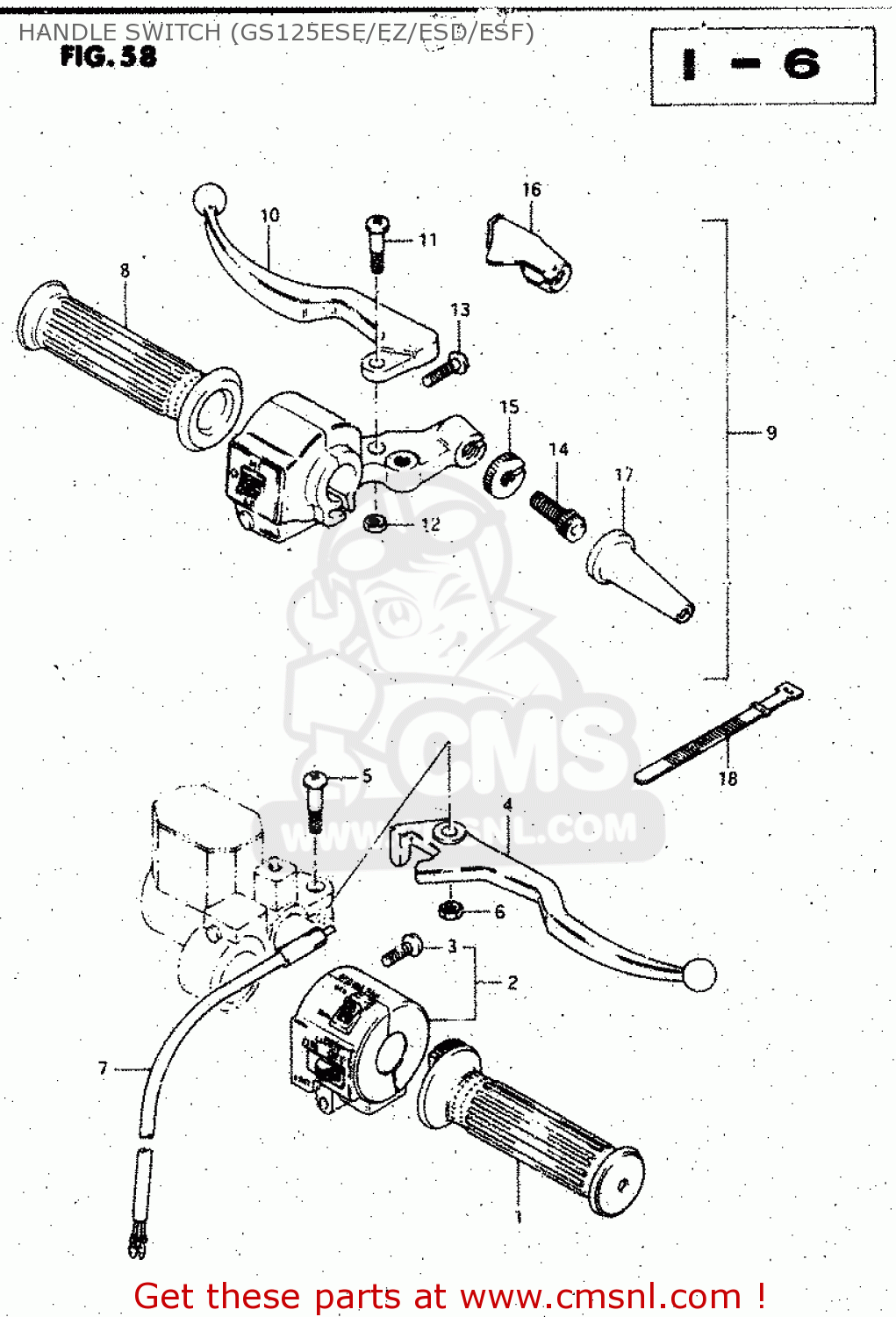 HANDLE SWITCH (GS125ESE/EZ/ESD/ESF) GS125ES 1994 (R) GENERAL EXPORT UNITED KINGDOM (E01 E02)