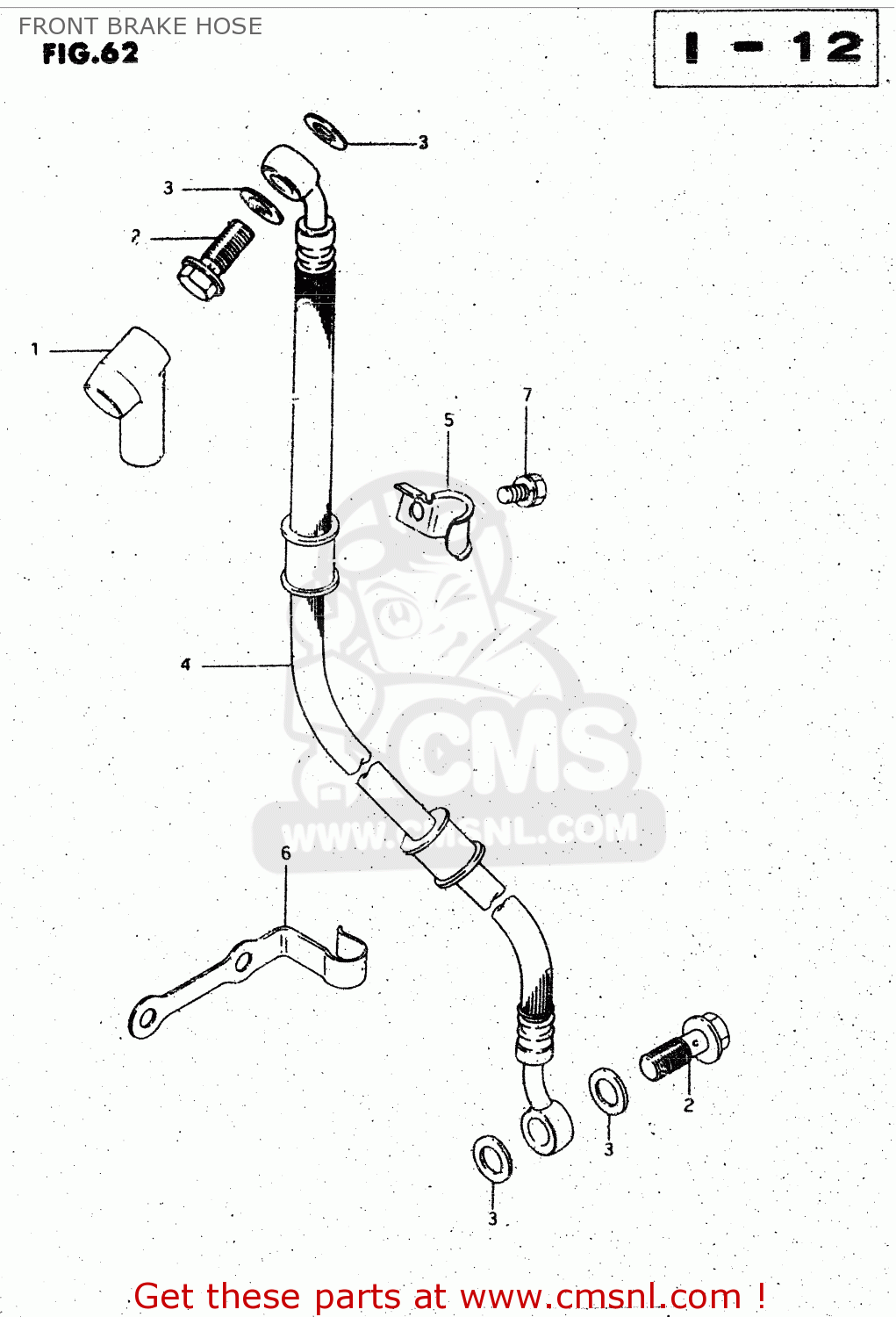 FRONT BRAKE HOSE GS125ES 1994 (R) GENERAL EXPORT UNITED KINGDOM (E01 E02)