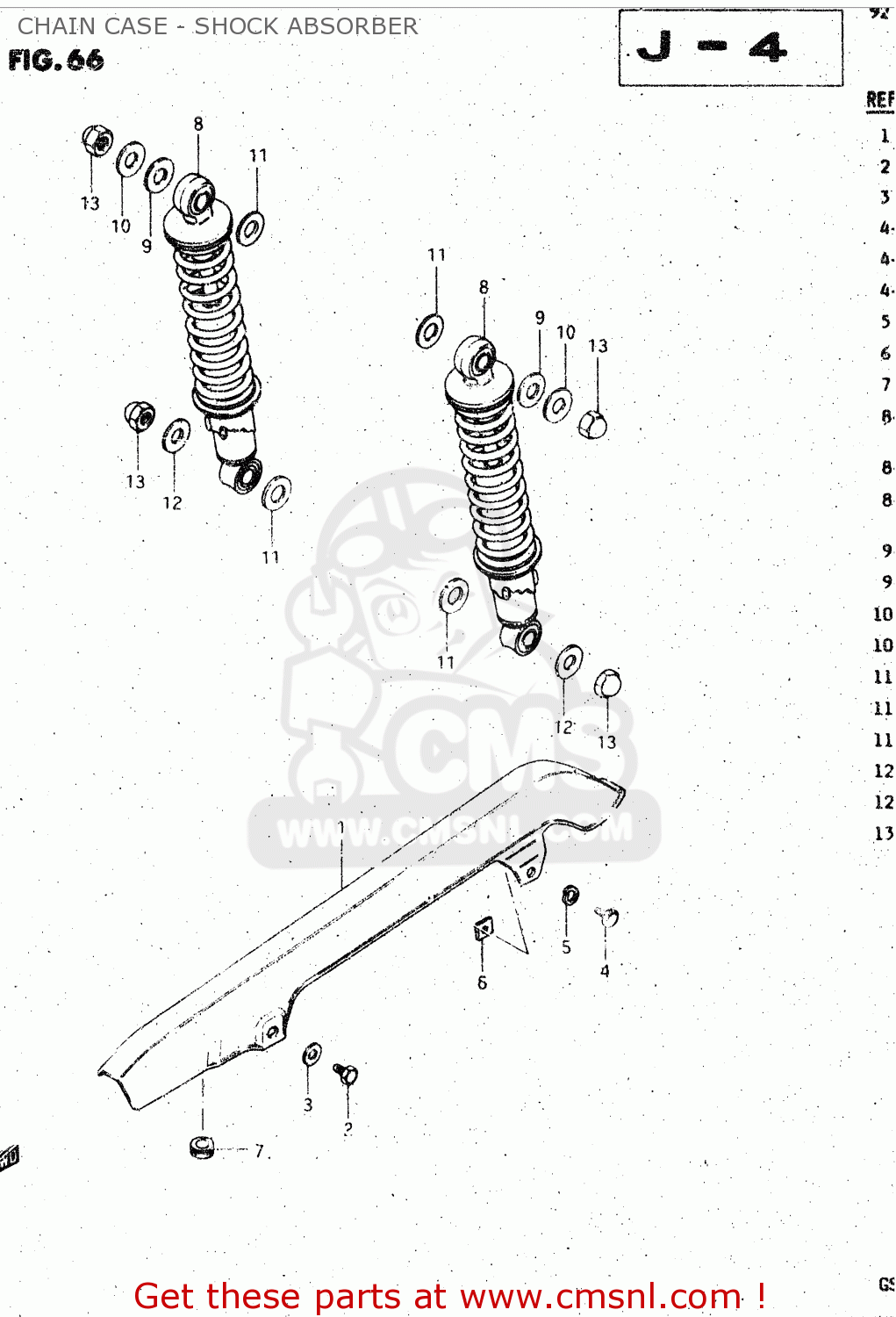 CHAIN CASE - SHOCK ABSORBER GS125ES 1994 (R) GENERAL EXPORT UNITED KINGDOM (E01 E02)