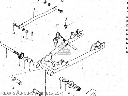 REAR SWINGING ARM (E15,E17) - GS125ES 1994 (R) GENERAL EXPORT UNITED KINGDOM (E01 E02)