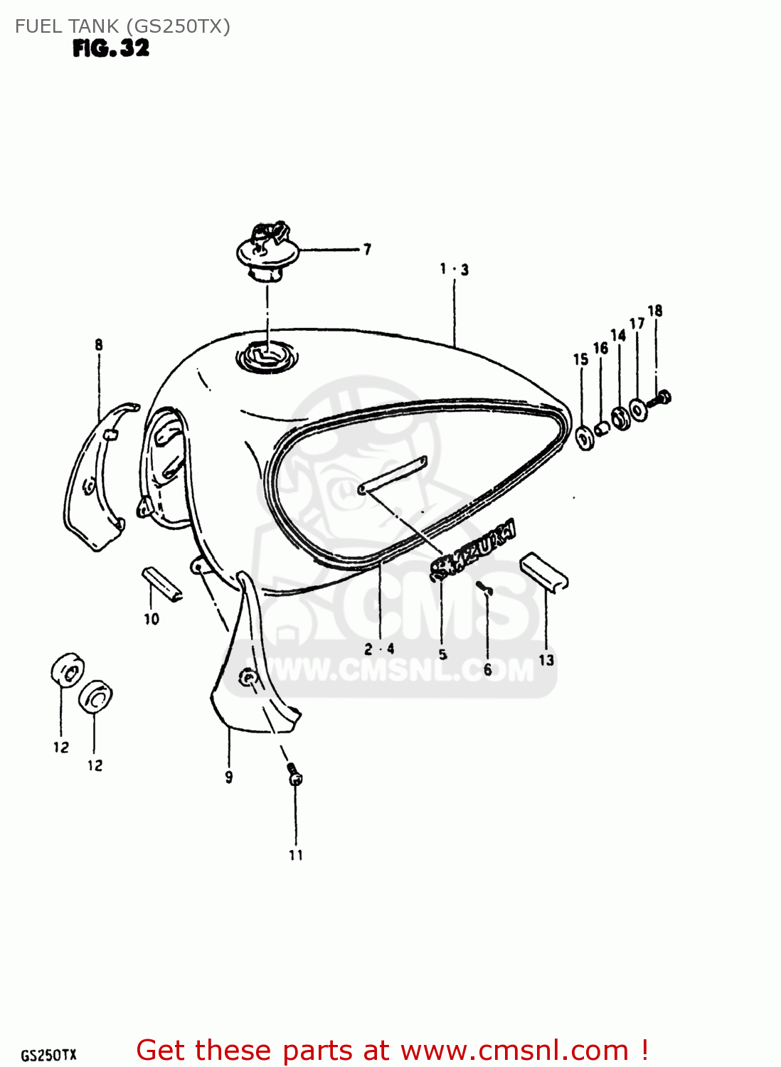 FUEL TANK (GS250TX) GS250T 1980 (T) USA (E03)