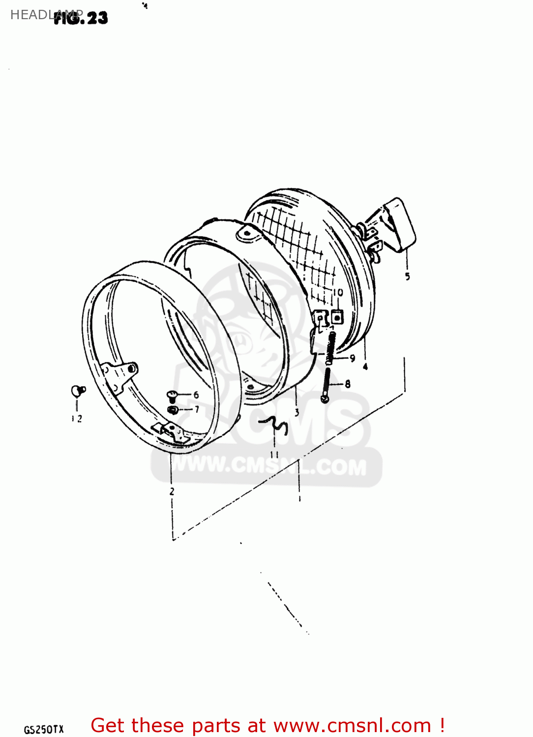 HEADLAMP GS250T 1980 (T) USA (E03)