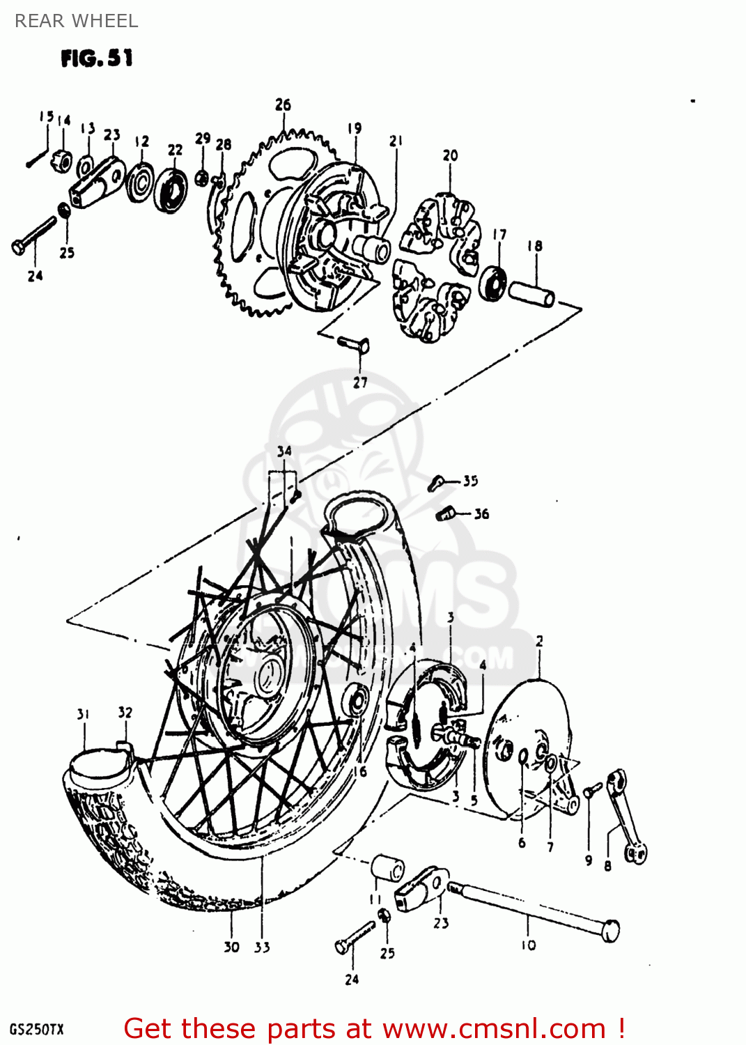 REAR WHEEL GS250T 1980 (T) USA (E03)