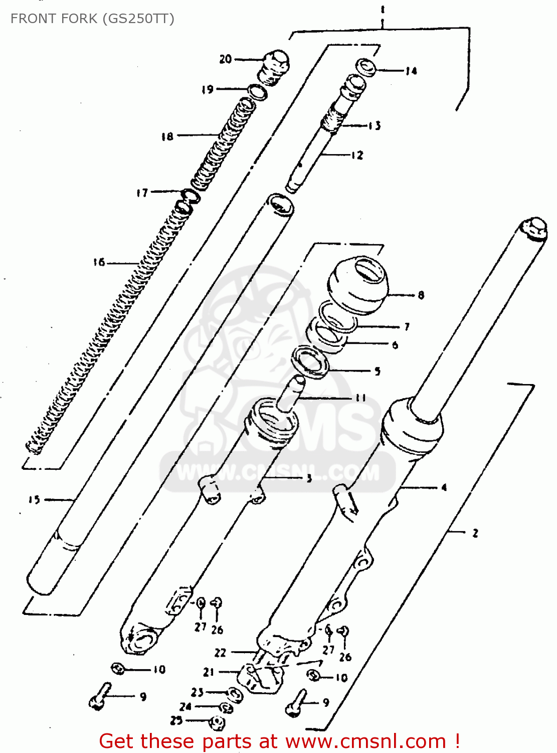 FRONT FORK (GS250TT) GS250T 1981 (X) UNITED KINGDOM (E02)