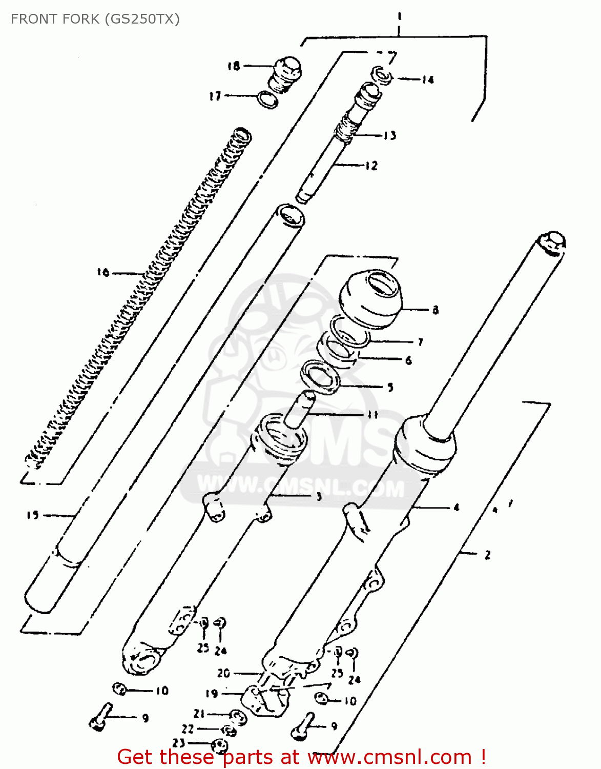 FRONT FORK (GS250TX) GS250T 1981 (X) UNITED KINGDOM (E02)