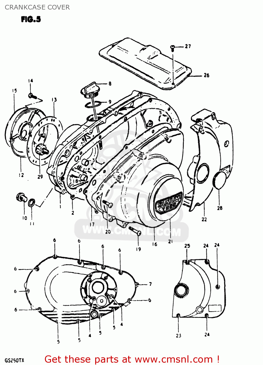 CRANKCASE COVER GS250T 1981 (X) USA (E03)