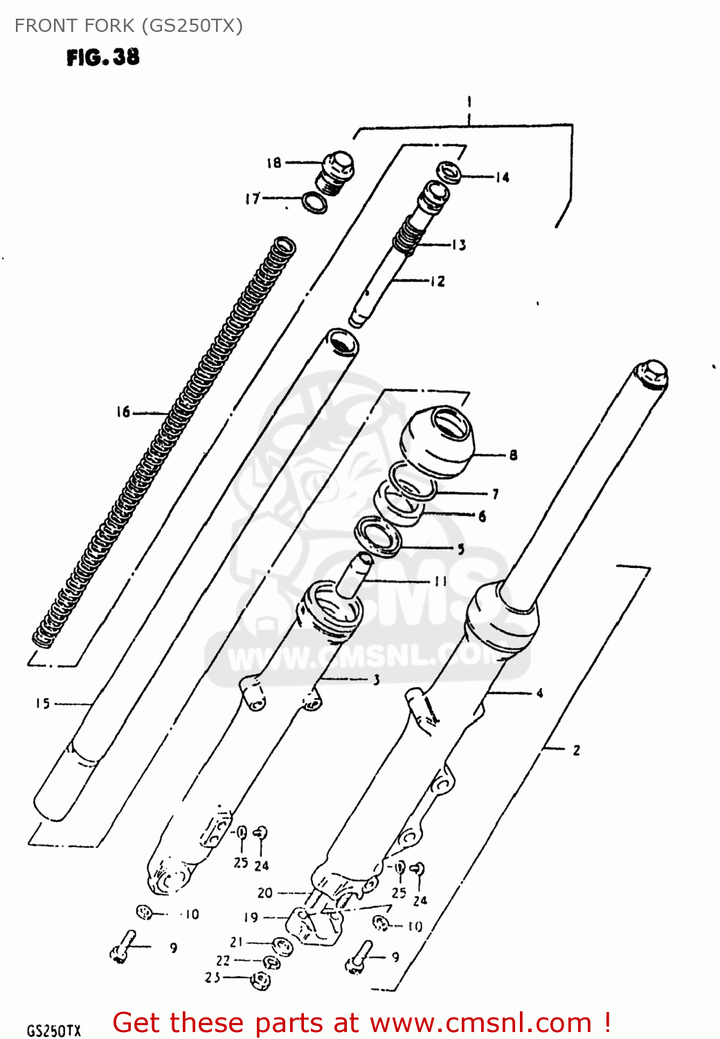 FRONT FORK (GS250TX) GS250T 1981 (X) USA (E03)