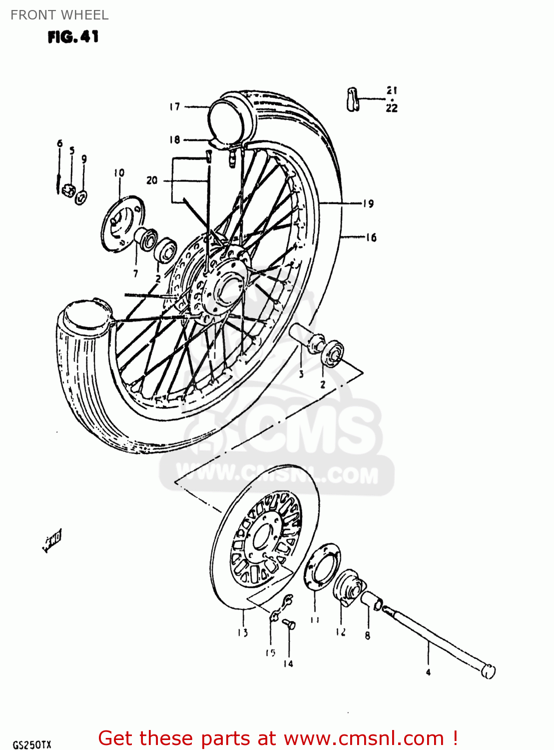 FRONT WHEEL GS250T 1981 (X) USA (E03)
