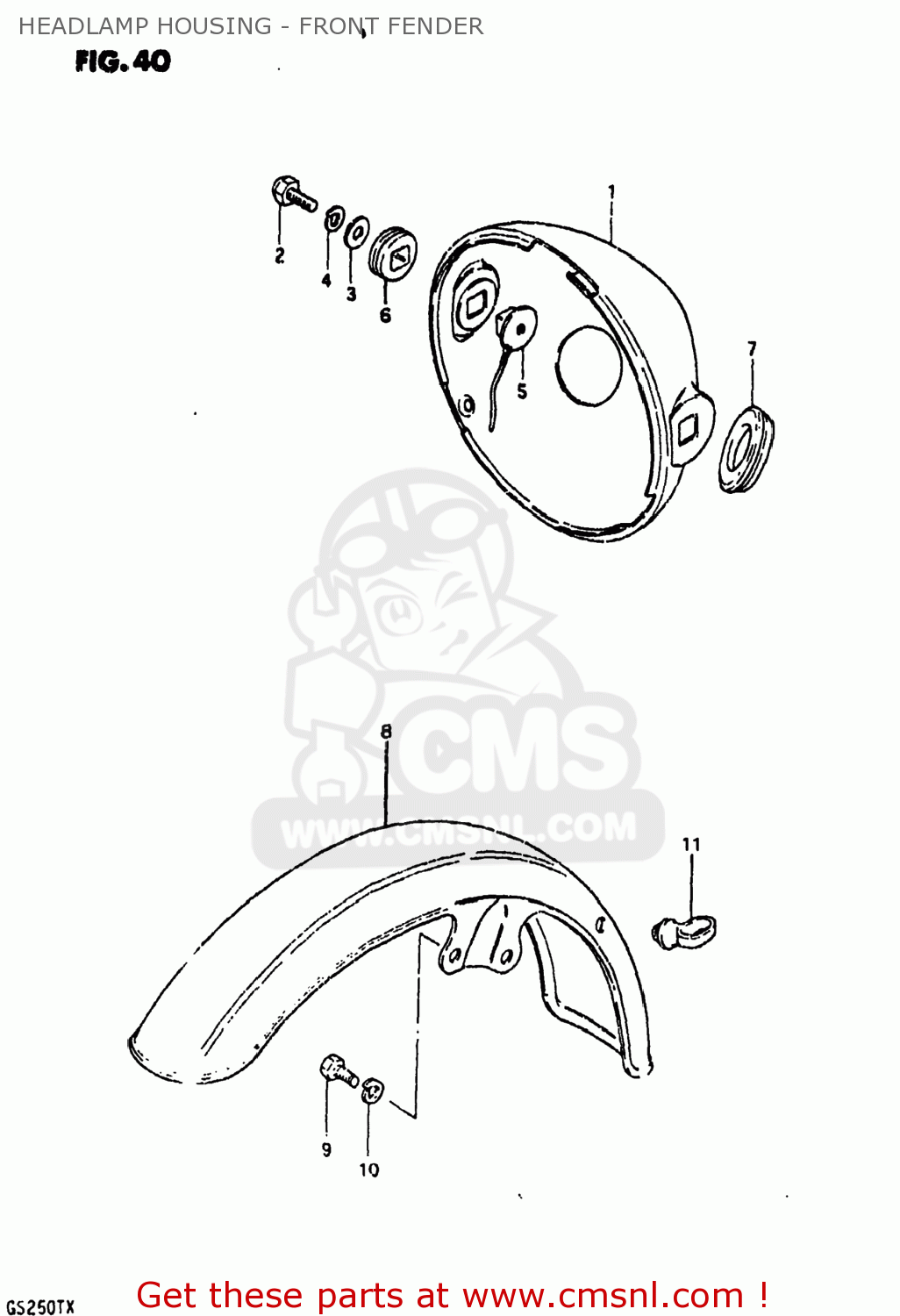 HEADLAMP HOUSING - FRONT FENDER GS250T 1981 (X) USA (E03)