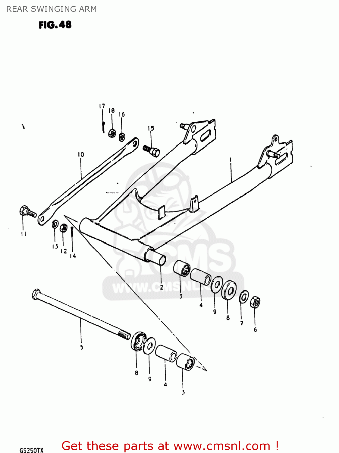 REAR SWINGING ARM GS250T 1981 (X) USA (E03)