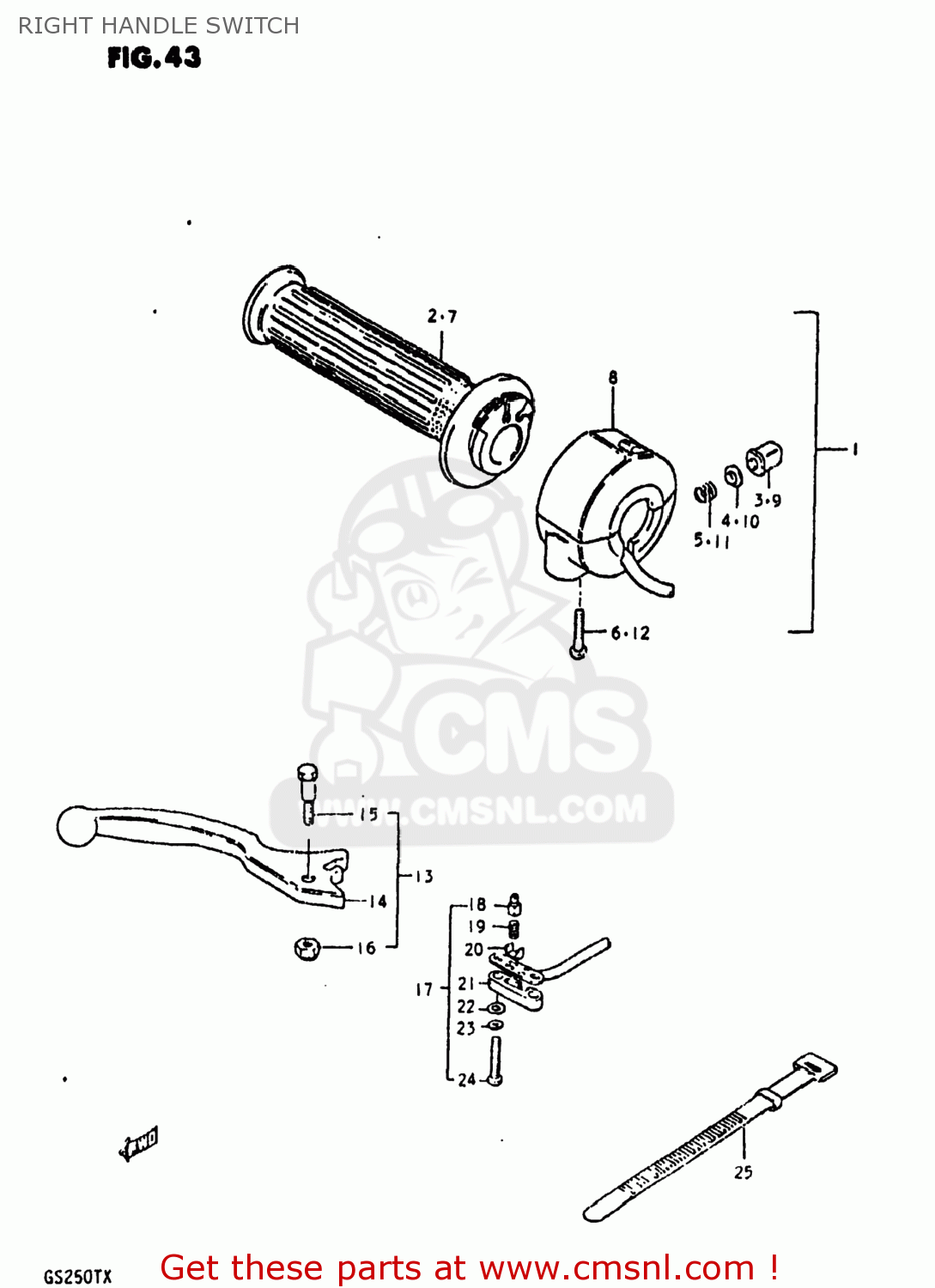 RIGHT HANDLE SWITCH GS250T 1981 (X) USA (E03)