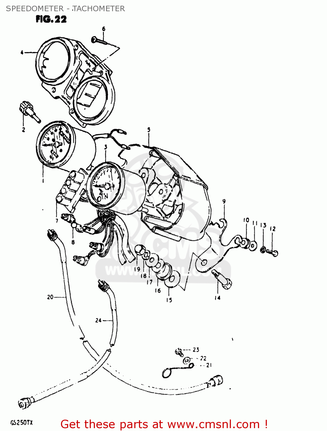 SPEEDOMETER - TACHOMETER GS250T 1981 (X) USA (E03)