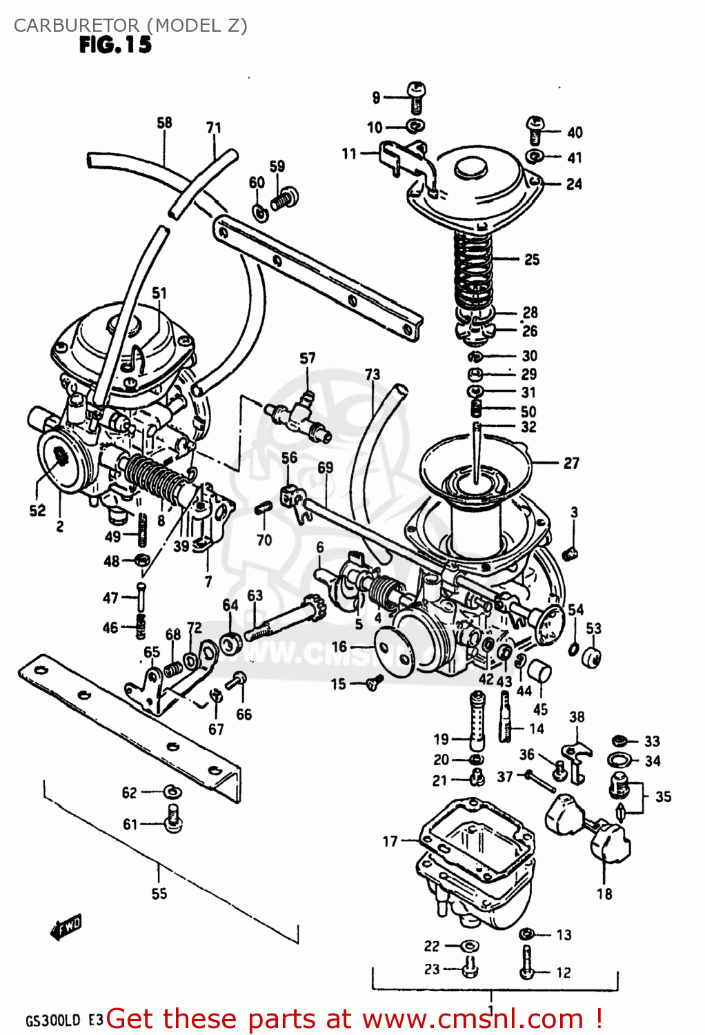 Suzuki GS300L 1982 (Z) USA (E03) CARBURETOR (MODEL Z) - buy original ...