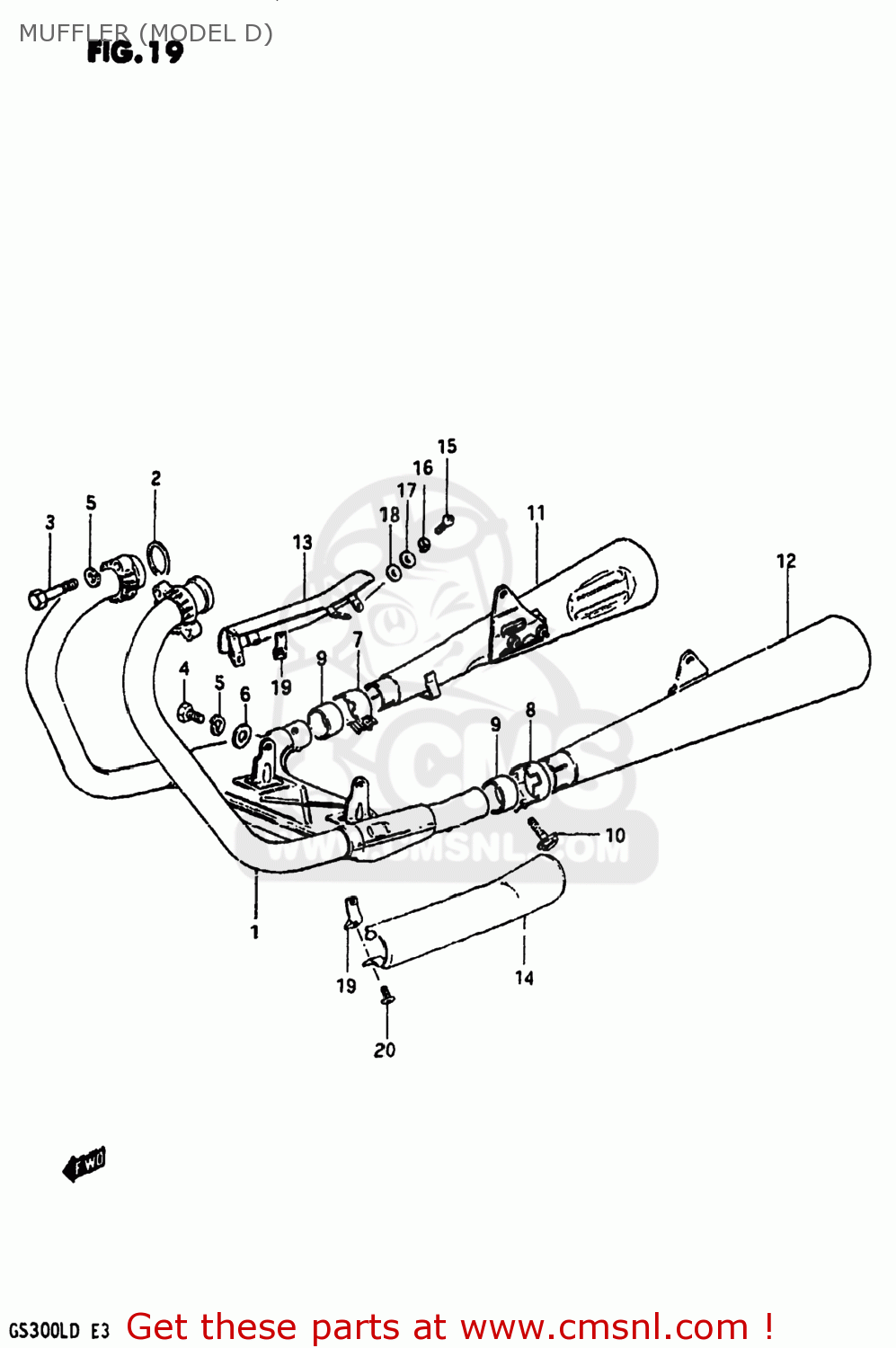 MUFFLER (MODEL D) GS300L 1982 (Z) USA (E03)