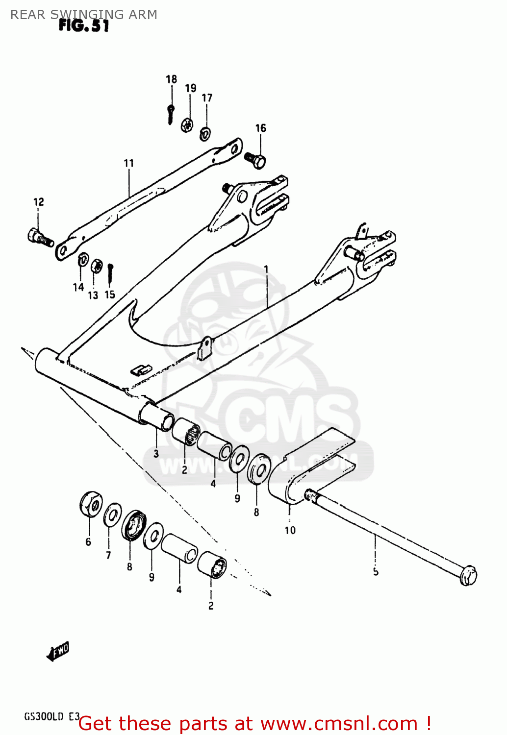 REAR SWINGING ARM GS300L 1982 (Z) USA (E03)