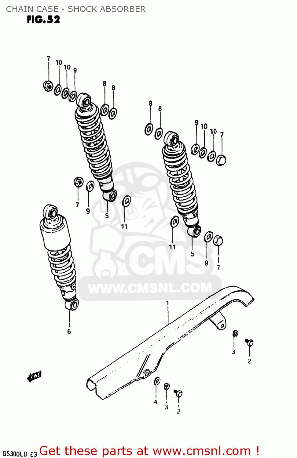 CHAIN CASE - SHOCK ABSORBER GS300L 1983 (D) USA (E03)