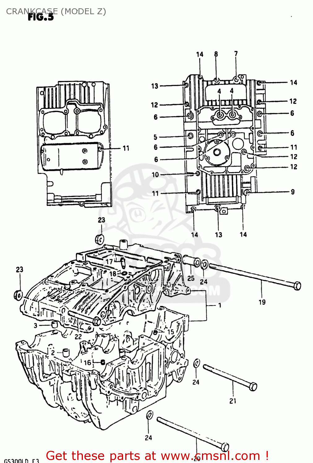 CRANKCASE (MODEL Z) GS300L 1983 (D) USA (E03)