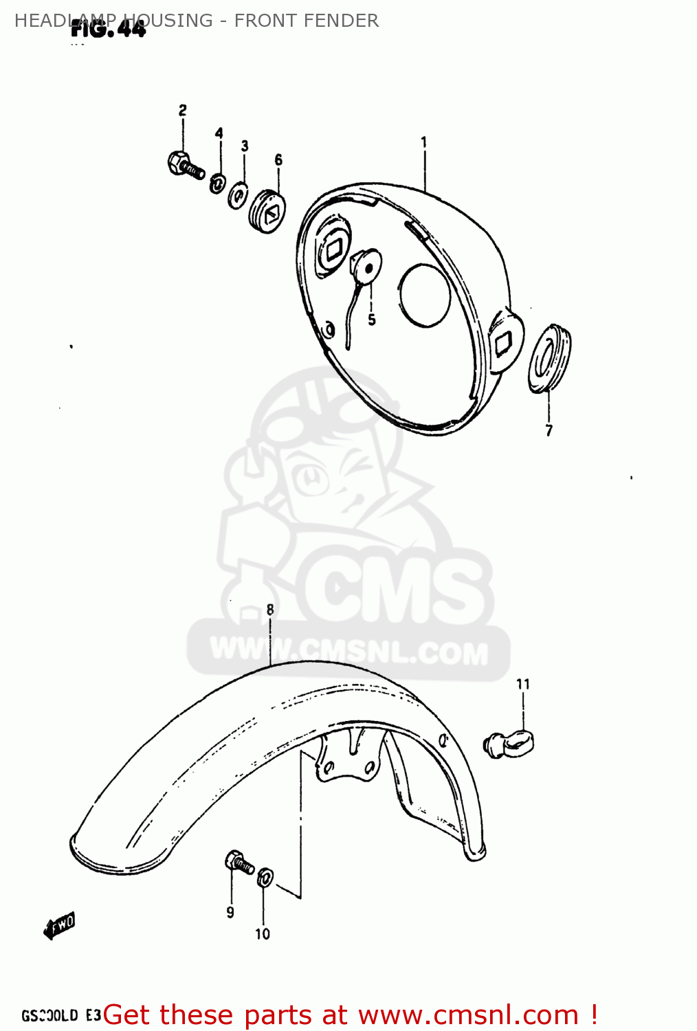 HEADLAMP HOUSING - FRONT FENDER GS300L 1983 (D) USA (E03)