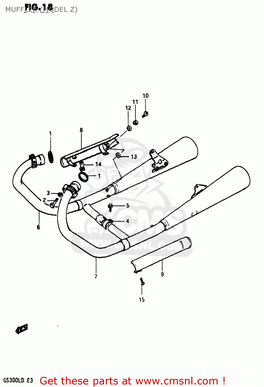 MUFFLER (MODEL Z) GS300L 1983 (D) USA (E03)