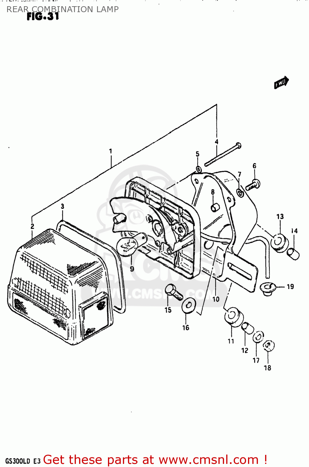 REAR COMBINATION LAMP GS300L 1983 (D) USA (E03)