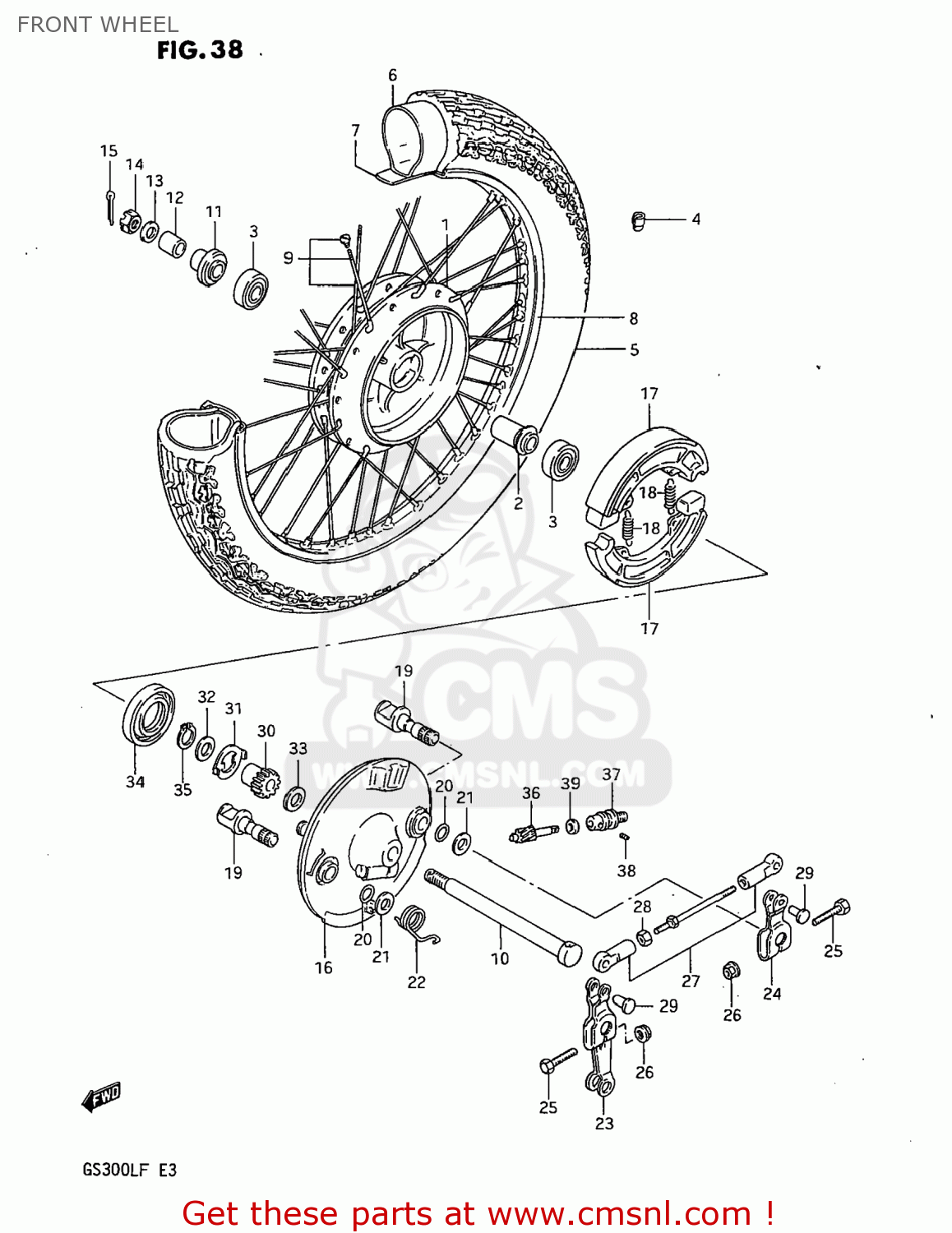 FRONT WHEEL GS300L 1985 (F) USA (E03)