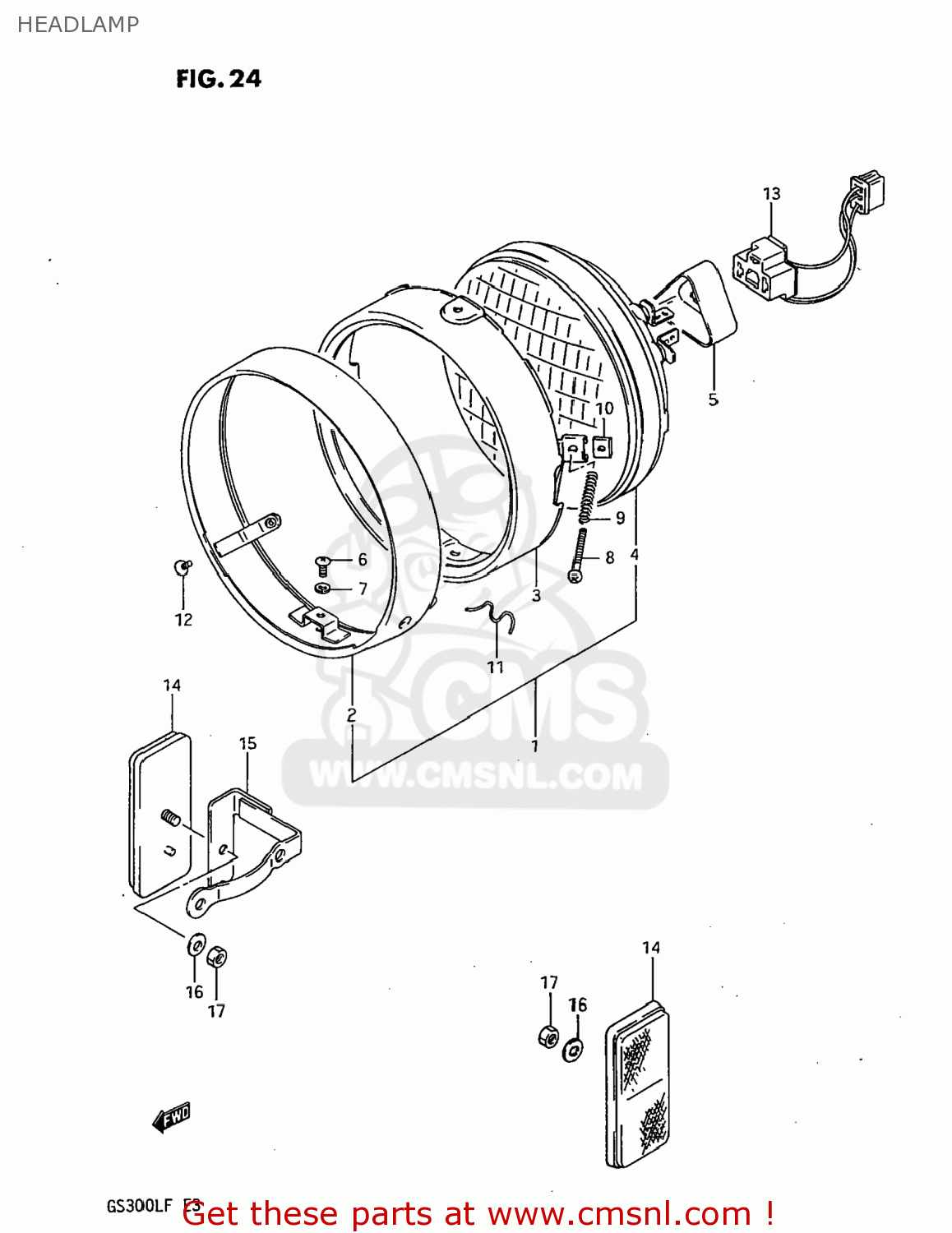 HEADLAMP GS300L 1985 (F) USA (E03)