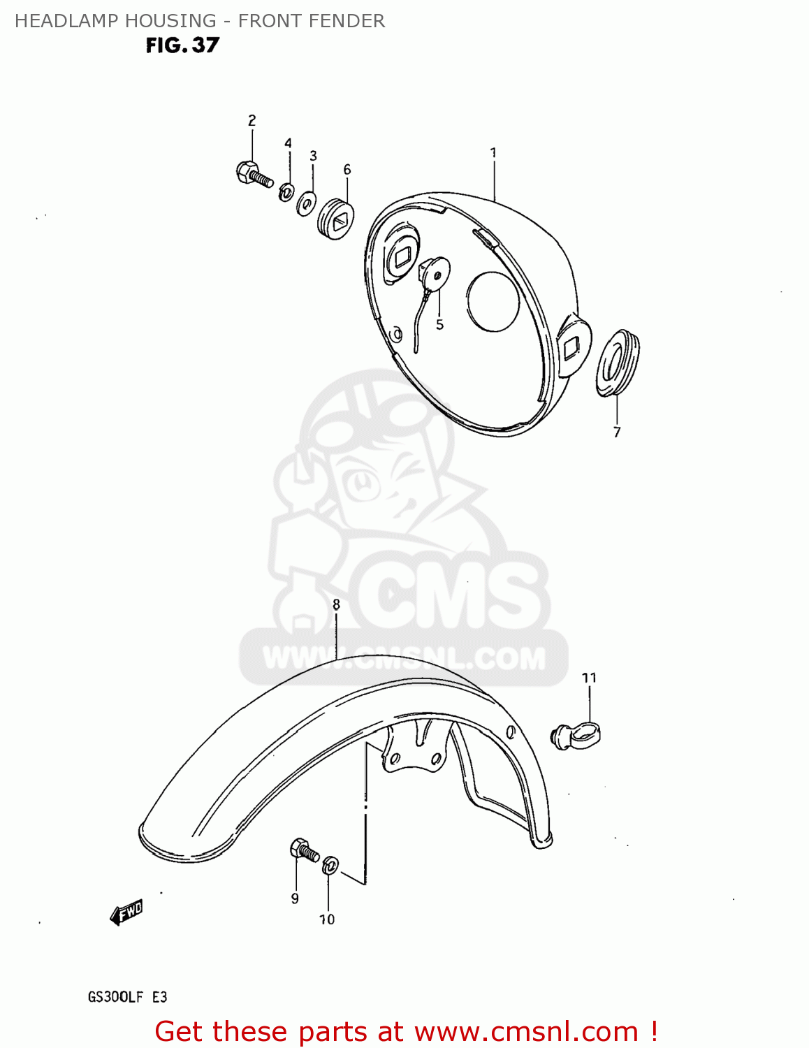 HEADLAMP HOUSING - FRONT FENDER GS300L 1985 (F) USA (E03)