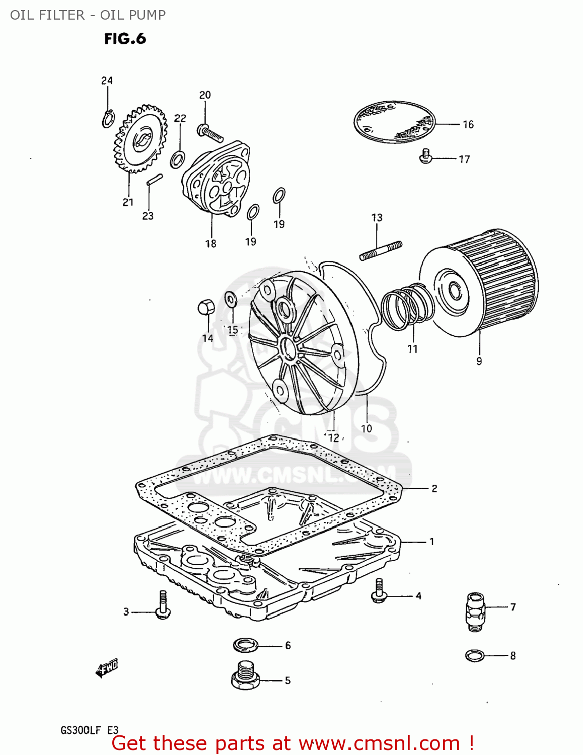 OIL FILTER - OIL PUMP GS300L 1985 (F) USA (E03)