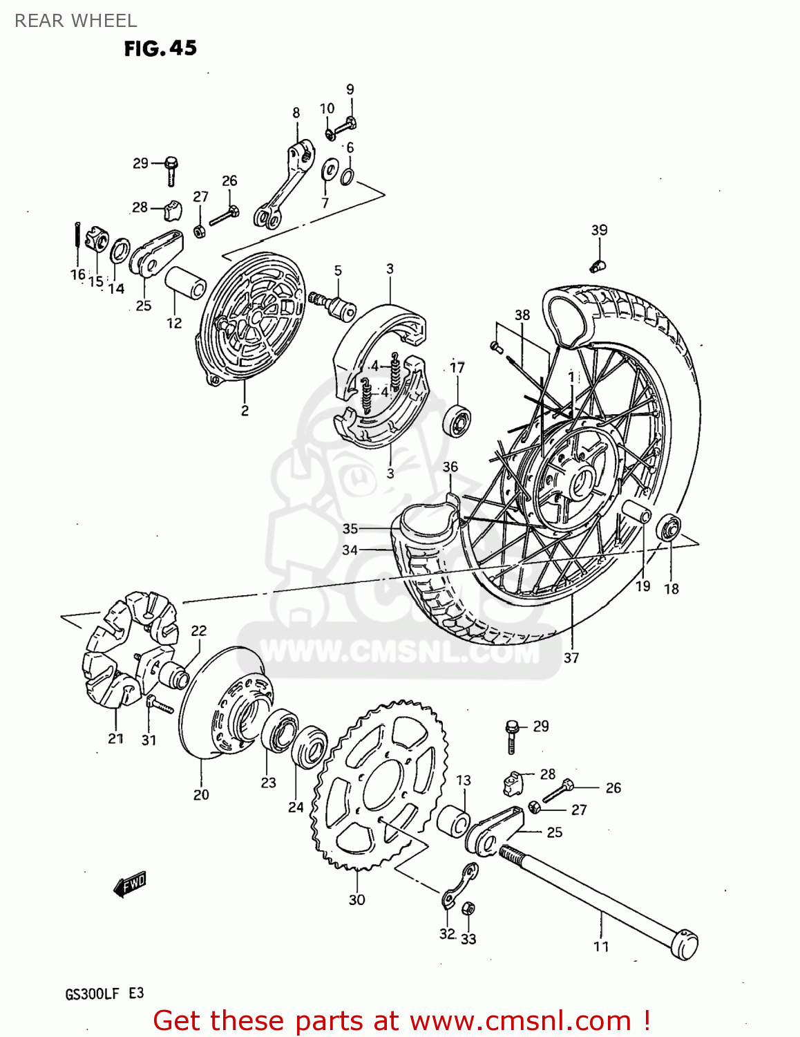 REAR WHEEL GS300L 1985 (F) USA (E03)
