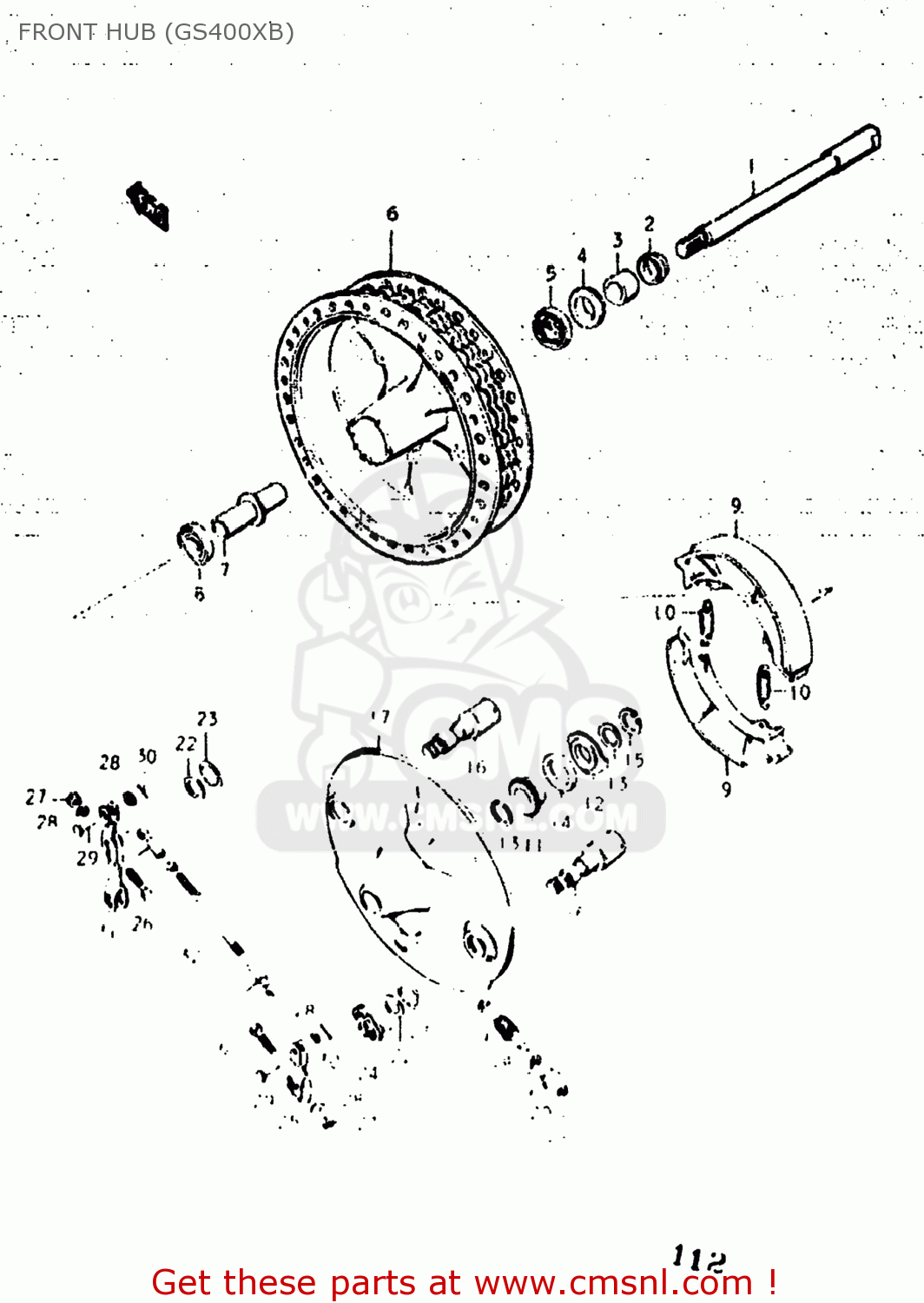 FRONT HUB (GS400XB) GS400 1977 (B) USA (E03)