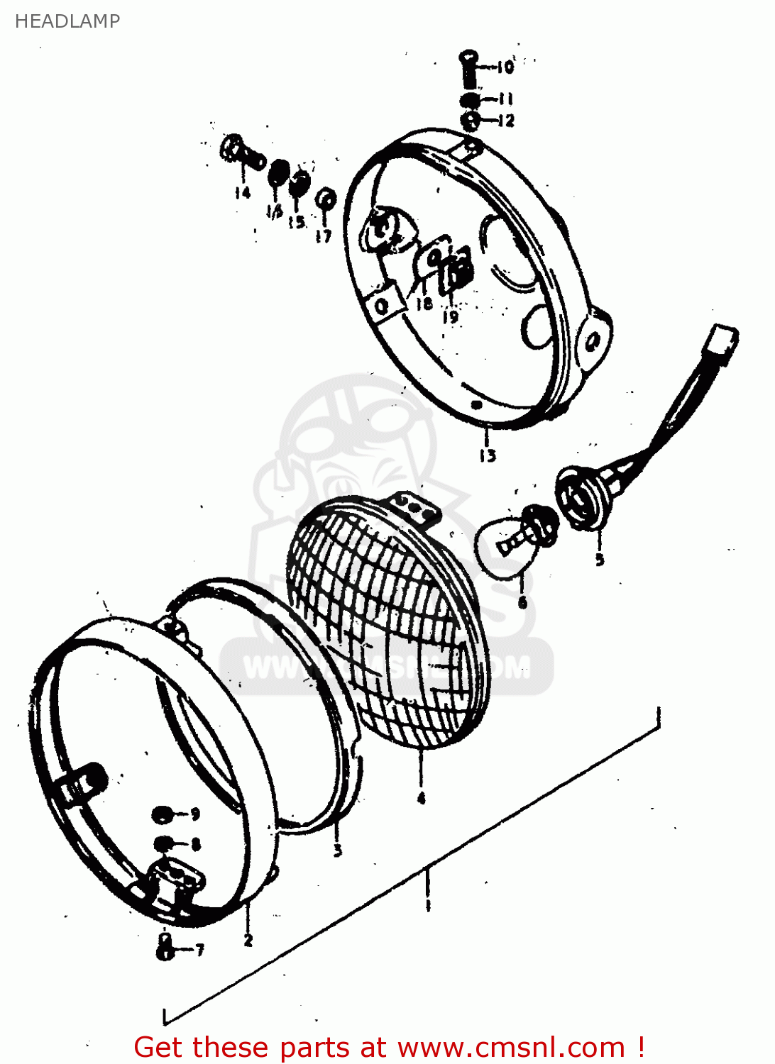 HEADLAMP GS400 1978 (C) (E01 E02 E04 E17 E18 E21 E22 E24 E25 E30 E34 E39)