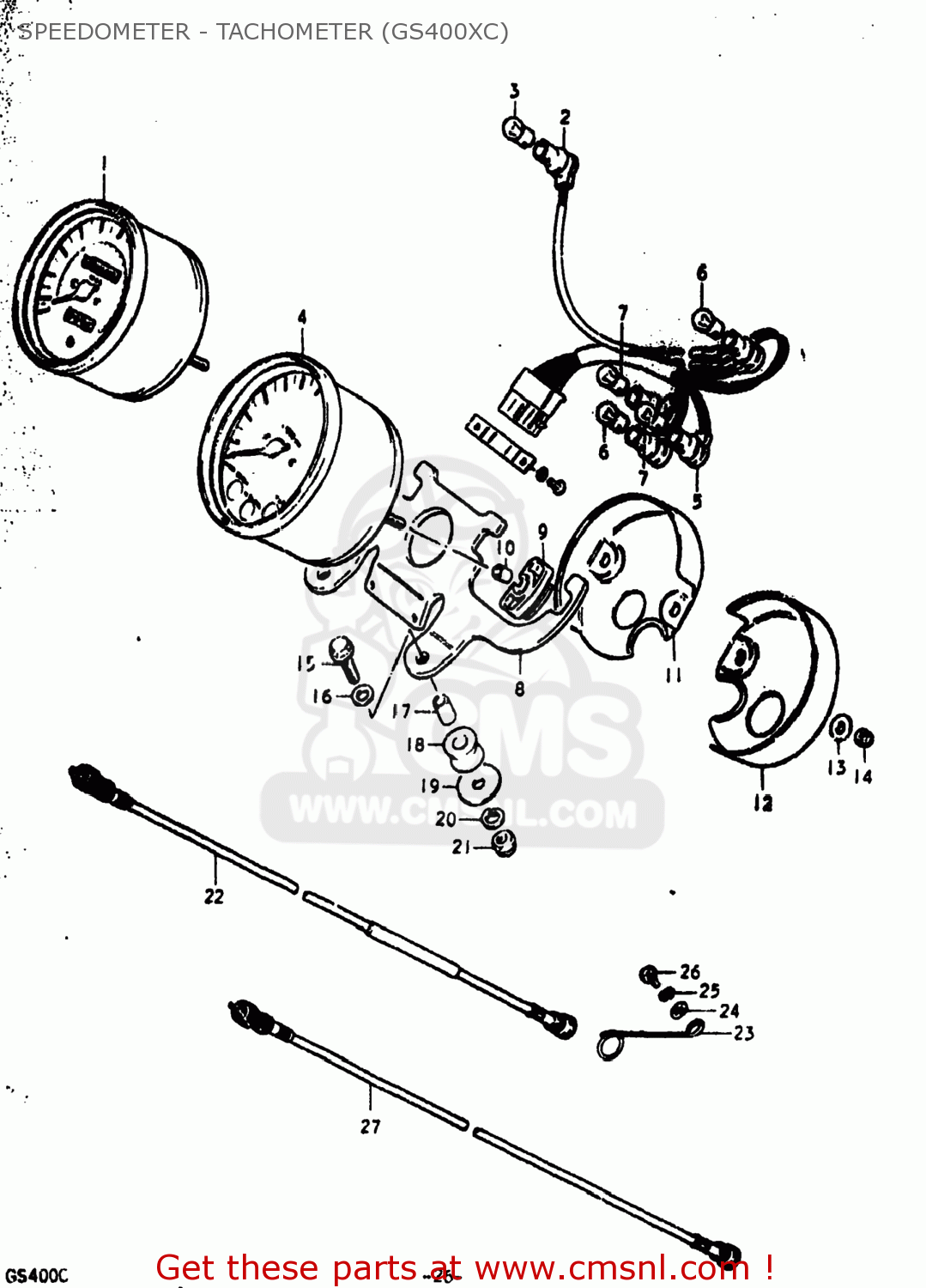 SPEEDOMETER - TACHOMETER (GS400XC) GS400 1978 (C) USA (E03)